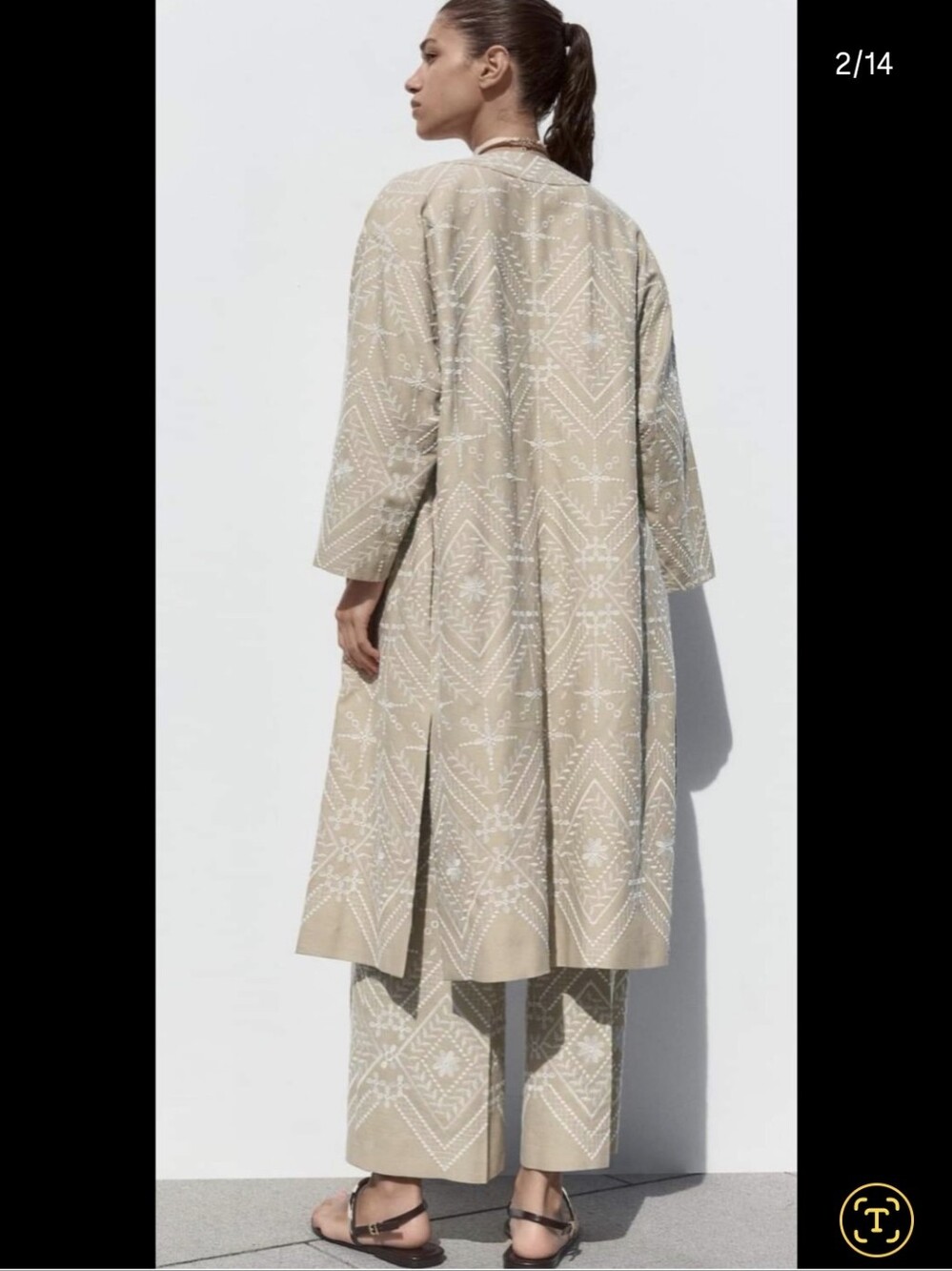 Zara Embroidered Kimono Beige Blazer NWT Size M/L - Picture 7 of 13